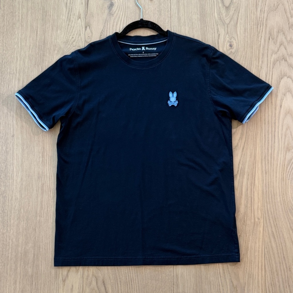 Psycho Bunny Men's Navy Blue Tee with Logo - 6 Large